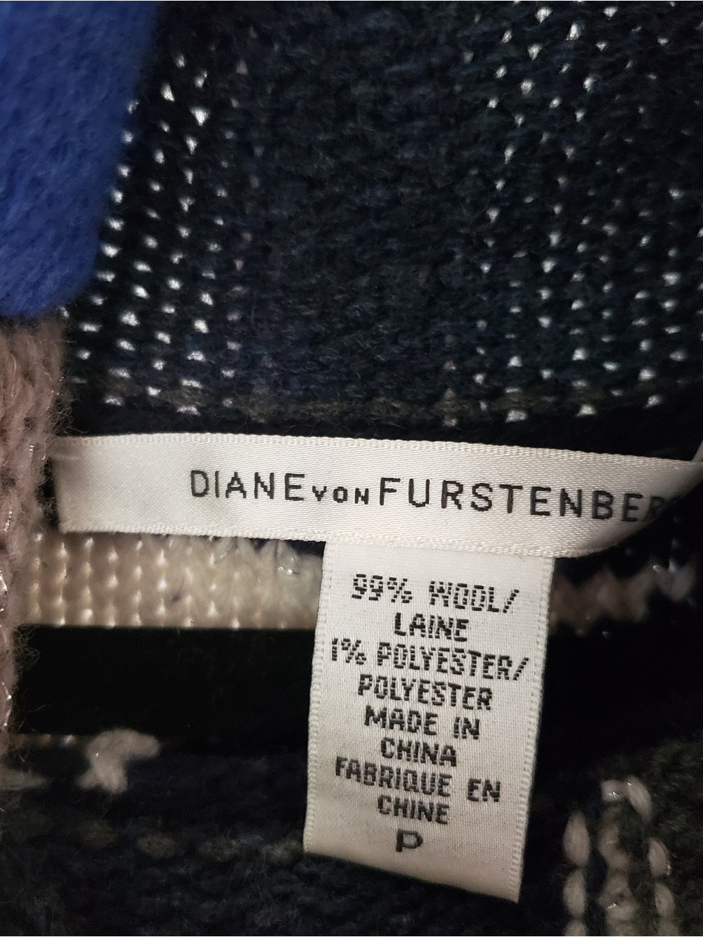 Diane Von Furstenberg Wool Patchwork‎ Knit Cowl Neck Sweater Womens SP - Picture 5 of 5